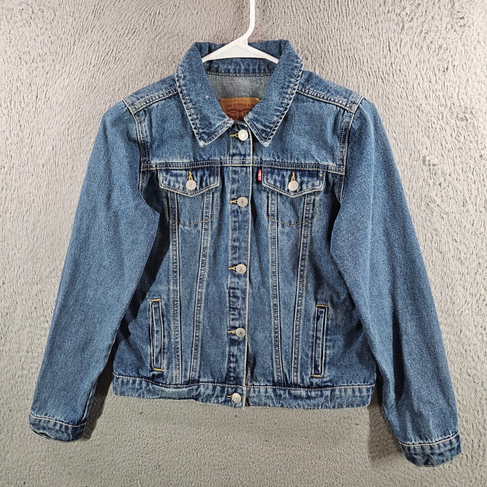 Levis Denim Trucker Jacket Medium Wash Blue Cotton XL 13-15 Yrs